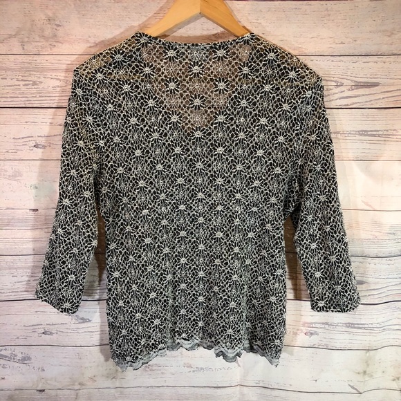 Georgio Fiorline Collection Flower black/white top - Picture 2 of 7